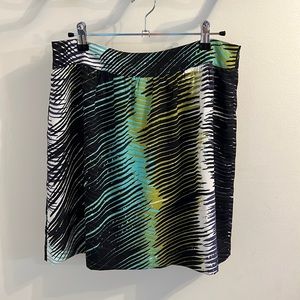 LOFT Multi-Colored Mid Skirt with Zip Back